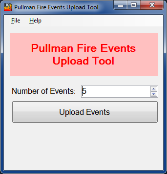 Screen shot of the Pullman Fire Upload Tool